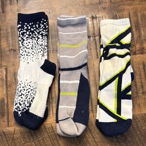 Boys Athletic Crew Socks - Gray, White & Navy - Pack of 3